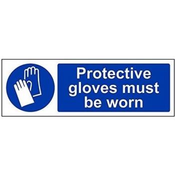vsafety 41081 ax-sguantes de protección debe llevarse obligatorio EPI señal, autoadhesivos, paisaje, 300 mm x 100 mm, color azul