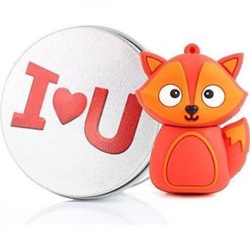 anvor® Chiavetta USB 3d Volpe Fox anvor® chiavette USB unidad Flash Memory Stick Pen Drive rojo I LOVE YOU 64G