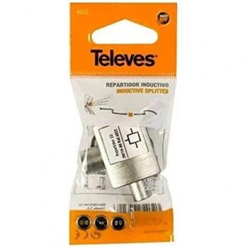 Repartidor de Señal Antena TV Televes 4322, 1 Hembra a 2 Machos, Compatible con TDT y SAT