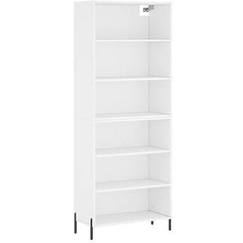 Aparador alto de madera de ingeniería blanco 69,5x32,5x180 cm con 3 estantes, mueble de almacenaje para salón, buffet y armario auxiliar