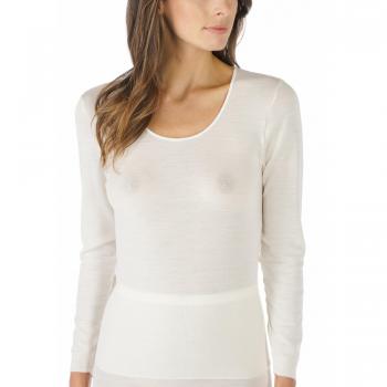 Camiseta de Manga Larga para Mujer Mey Exquisite en Crema, Talla 44