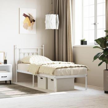 Cama de sol sin materia con cabecero metal blanco 75x190 cm
