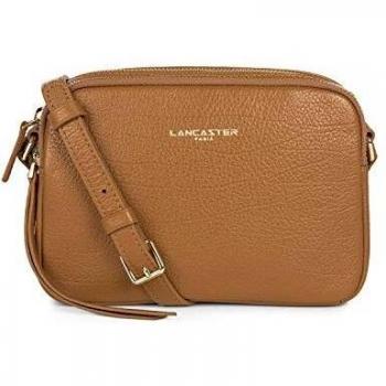Lancaster Dune Leather Zip Pouch Shoulder Bag Brown 20 cm