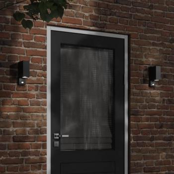 Lámparas de pared de exterior con sensor 2 uds aluminio negro Vidaxl
