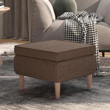 Reposapiés tapizado en tela gris taupé con patas de madera Torora
