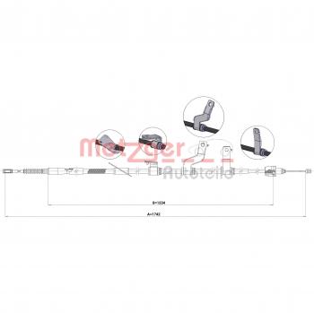 Cable de freno de mano Metzger 17.6075 para Kia Ceed trasero izquierdo