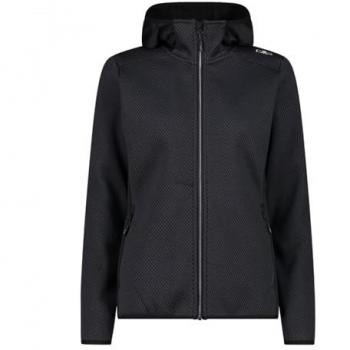 CMP Chaqueta de forro polar Knit Tech con capucha fija para mujer Gris (40)