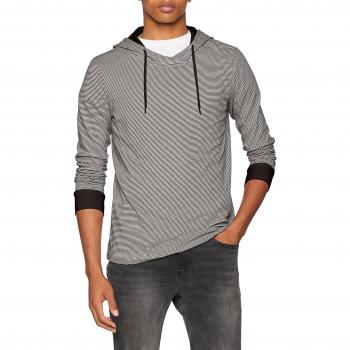 Urban Classics Jersey con Capucha a Rayas Manga larga con capucha negro-blanco XL