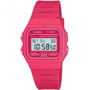 Casio Men's Pink Digital Watch with Resin Strap F-91WC-4AEF