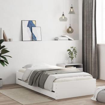 Cama con cajones de madera multicapa blanca 90x200 cm