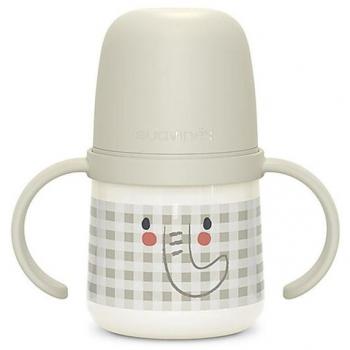 Biberón con asas luminoso anti-cólico Suavinex, vaso de aprendizaje para bebé, anti-cólico, recomendado para +6 meses, color gris, 1 unidad