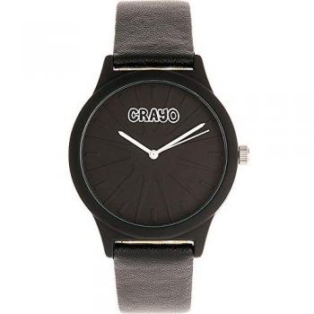 Crayo Splat Unisex Black Leatherette Strap Quartz Watch