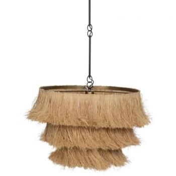 Lámpara de Techo Beige Natural con Pantalla de Flecos de Rafia Ø 48 x 42 cm