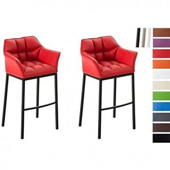 Set de 2 taburetes de bar Damaso en similicuir rojo y negro - Confortables y elegantes