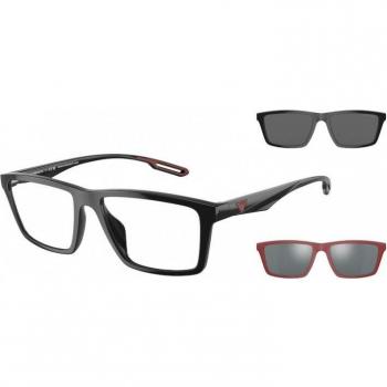 Emporio Armani EA4189U Men's Square Black Sunglasses with Clip-On