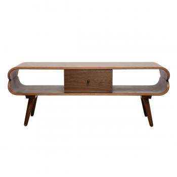 Mueble TV vintage con compartimentos de almacenaje de madera oscura 132 cm TAKLA