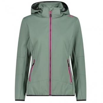 CMP Women's Water-Repellent Softshell Hooded Jacket - Mineral Green - XXS