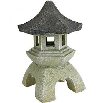 Design Toscano 10.5 in. H Medium Gray Pagoda Lantern Sculpture for Outdoor Garden