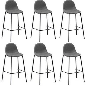vidaXL 6X Taburetes de Cocina Tela Hogar Jardín Salón Sala Comedor Bricolaje Decoración Diseño Estilo Mobiliario Muebles Asiento Banco Color Gris Topo