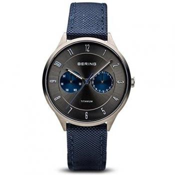 BERING Reloj Analógico para Hombre de Cuarzo con Correa en Tela 11539-873