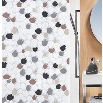Spirella Dido - Cortina de Ducha de plástico, 180 x 200 cm, Negro/ Gris/ marrón/ Blanco