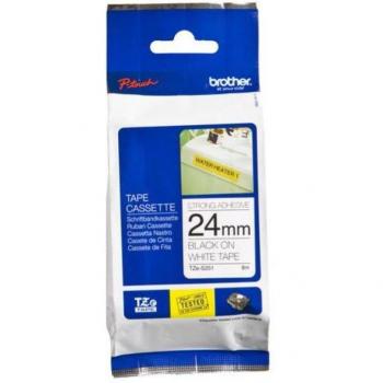 Brother TZe-S251 Strong Adhesive Laminated Labeling Tape, Black on White, 24mm x 8m