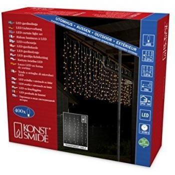 Cortina de luces LED para exteriores Konstsmide, 400 micro LED, cálido blanco, 15.07 m x 507 cm x 100 cm, IP44