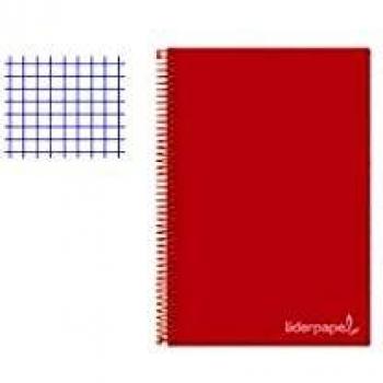 Cuaderno espiral liderpapel cuarto witty tapa dura 80h 75gr cuadro 4mm con margen color rojo