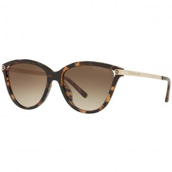 Michael Kors Tulum Sunglasses - Dark Tortoise/Brown Shaded, Cat Eye Style, Women's, Brown Gradient Lens, Size: 54 MM