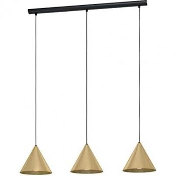 Lámpara de Techo Art Deco Narices 3 Luces E27 en Negro y Oro