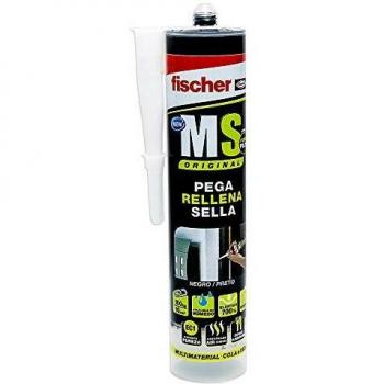 fischer | polímero silicona negro MS PLUS. Sellador adhesivo antimoho para juntas bañera, ventanas, grietas. Pegamento fuerte.