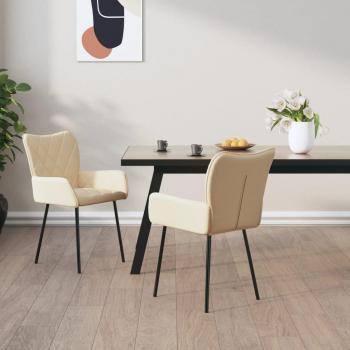 Cream Fabric Dining Chairs - Set of 2