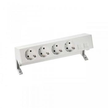 Kit de sobremesa completo con 4 enchufes Schuko y placa para 2 conectores RJ45 negro SIMON 42504020-138