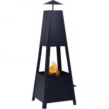 Steel Fire Pit Black 35x35x99 cm with Romantic Mood