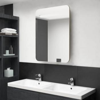 Armario de baño con espejo y LED color roble 60x11x80 cm