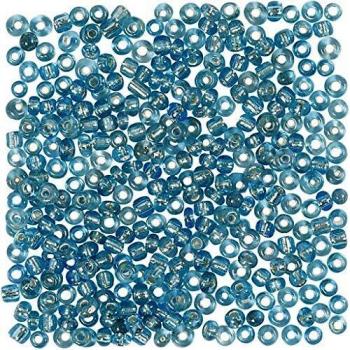 Cuentas Rocaille Turquesa Transparente 3 mm, 8/0, Diámetro Interior 0,6-1,0 mm, 25 gr
