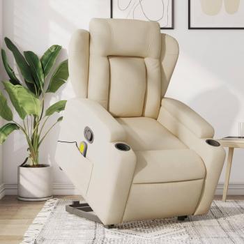 Silla de masaje reclinable de pie de tela color crema vidaXL Silla de masaje reclinable de pie de tela Gris claro, Gris oscuro, Negro y más Sillón Dormitorio Sillón Cómodos Silla Relax S
