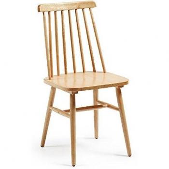 Kave Home - Silla de Comedor Tressia Natural de Madera Maciza de Caucho