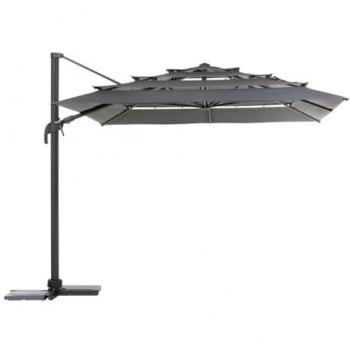 Sombrilla rectangular multihojas Melhia antracita 4x3m - Hespéride