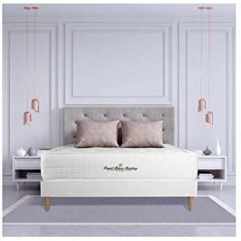 Base tapizada blanca con colchón de espuma viscoelástica Buckingham 140 x 200 cm - Altura: 30 cm