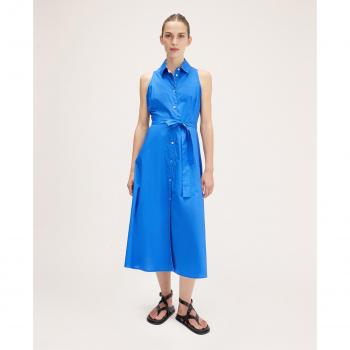 Motivi Vestido Camisero de Popelina Sin Mangas con Cuello Marinero