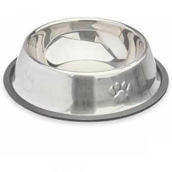 Comedero para Perro Plateado Gris Goma Metal 35 x 0,03 x 25 cm