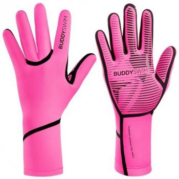 Guantes de Neopreno Buddyswim Trilaminate Warmth 2.5 mm para Natación en Aguas Abiertas, Buceo, Submarinismo y Surf - Color Rosa Negro - Talla M