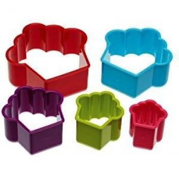 Kitchencraft Colourworkss Set de Cortadores con Forma Cupcake, Acero, Plateado, 12x10x5 cm, 5 Unidades