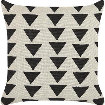 Cojín Decorativo Geométrico Triangular Beige y Negro de Algodón 45 x 45 cm con Funda Removible e Imbottitura Hecho a Mano