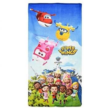 SUPER WINGS Selección Toalla de Playa | 70 x 140 cm Niños Toalla de Baño, Color:Azul pálido