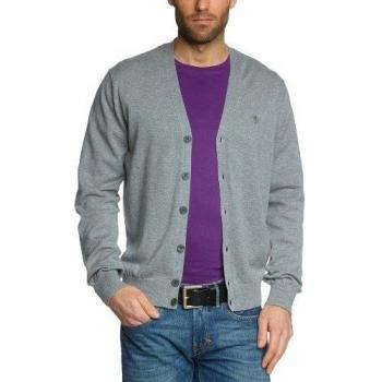 Otto Kern - Cárdigan regular fit con cuello de pico de manga larga para hombre, talla 43, color gris