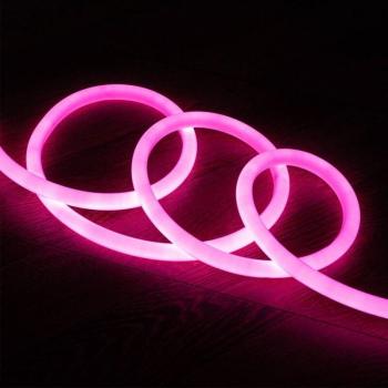 Tira Neón LED Regulable 220V AC 120 LED/m Circular 360 Rosa IP67 a Medida (Corte cada 100 cm)