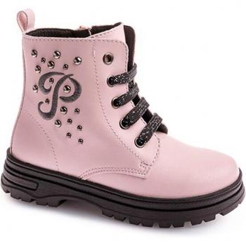 Pablosky - Botines de niña con cordones y cremallera, modelo 433575, color rosa, bota plana