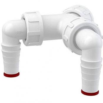Codo Doble para Lavavajillas Conector de Trampa de Drenaje BSP 1 x 17-23 mm